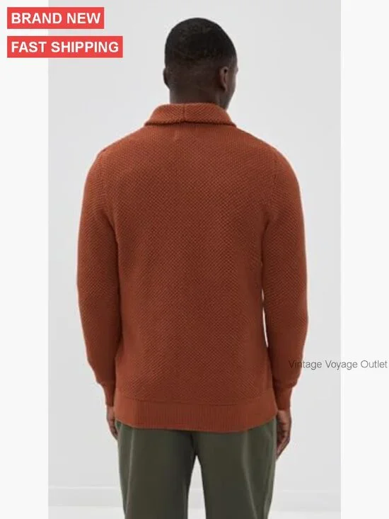 Heavyweight Cotton Cardigan with Shawl Collar and Pockets - Picture 3 of 6